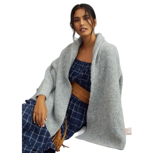 Anthropologie Sweaters - Anthropologie Cozy Knit Open Front Wool Blend Kimono Wrap Cardigan Sweater